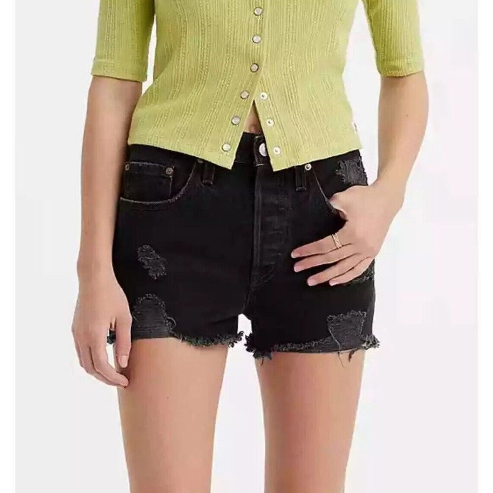 Levi’s 501 High Rise Women’s Denim Jean Shorts Stowaway Black Size 29. NWT. 7/5 - Picture 1 of 7